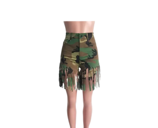 Camouflage Fringe Shorts